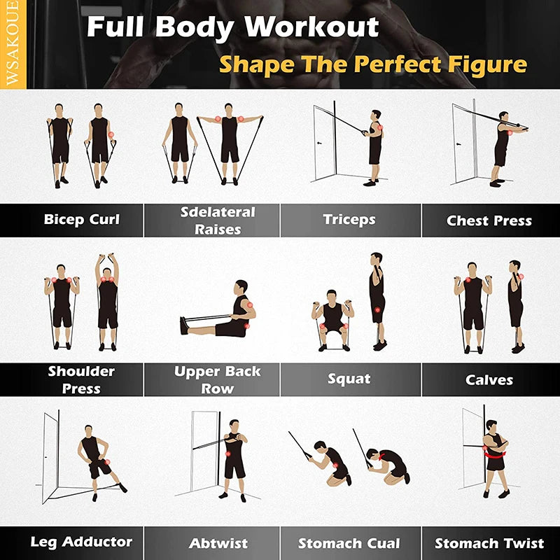 Resistance Band Set –For full Body Workout Rubber Band